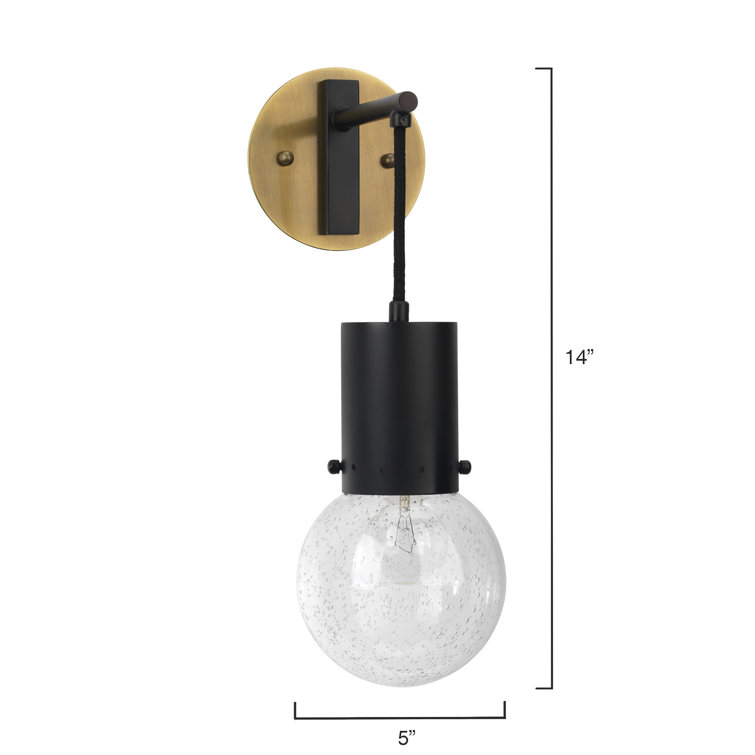Oil Rubbed Bronze and Antique Brass 1-Light Sconce with Clear Glass