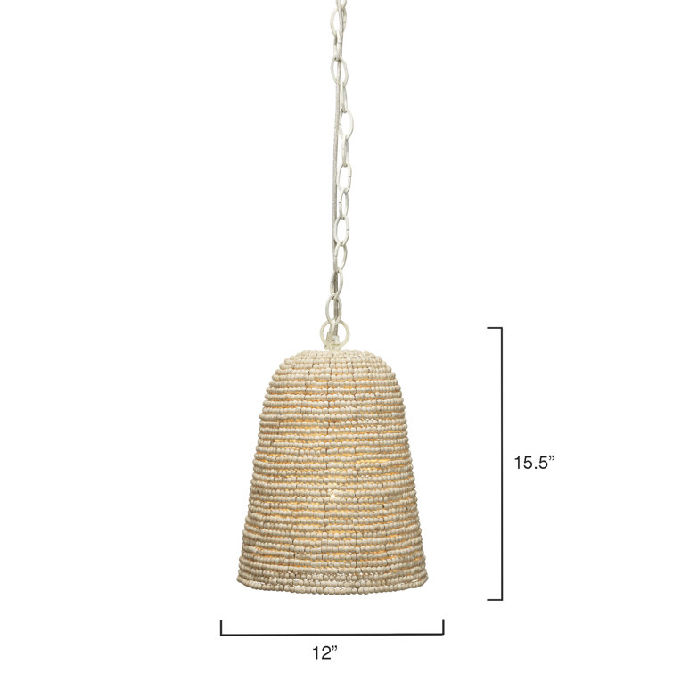 Pacifica Natural Wood Beaded Single Light Pendant