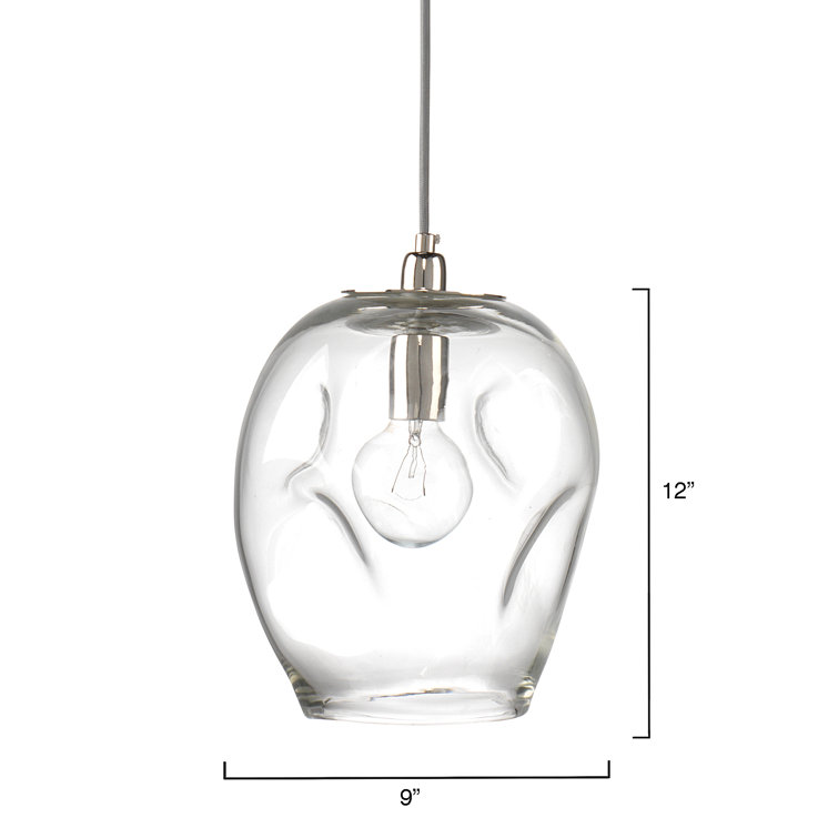 Clear Glass Nickel 1-Light Pendant with Adjustable Cord
