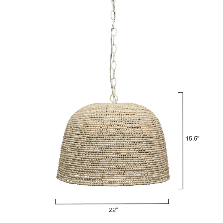 Pacifica Natural Wood Beaded Dome Pendant Light