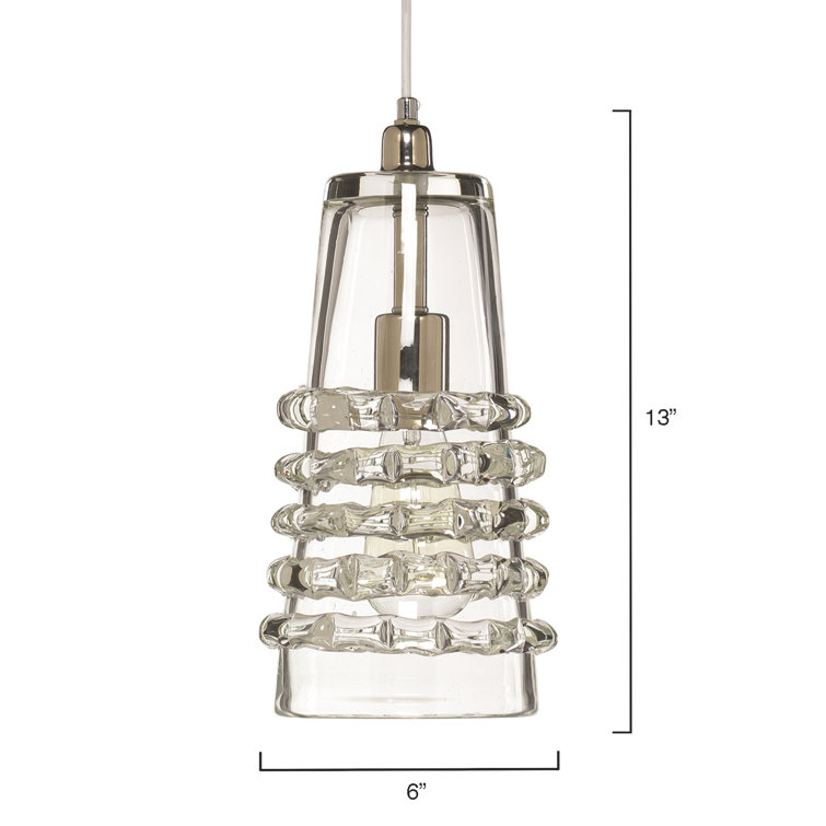 Mini Lindsay Clear Glass 1-Light Pendant with Silver Accents