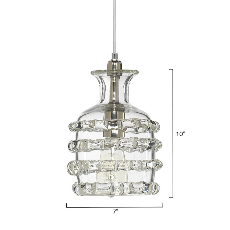 Handmade Nickel Finish Mini Jar Pendant with Colorful Glass Shade