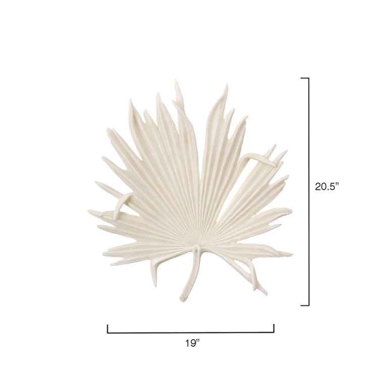 Modern Island Leaf Wall Figurine in Off-White Resin