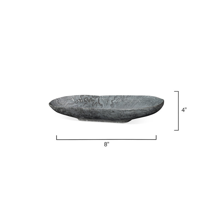 Handcrafted 26'' Long Gray Marble Decorative Bowl