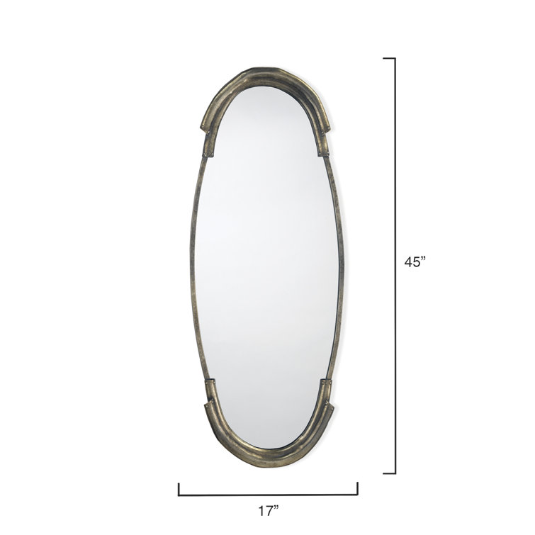 Antique Silver Oval Metal Wall Mirror