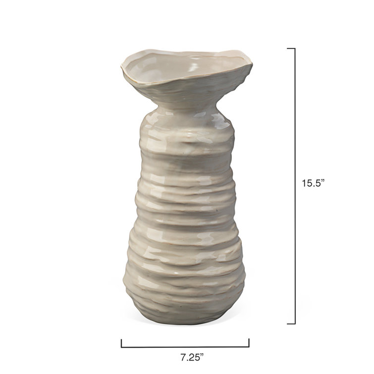 Pearl Cream Ceramic Textured Table Vase