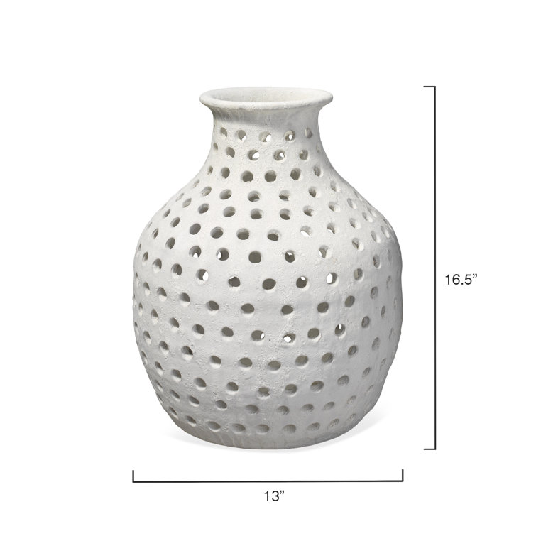 Handmade White Perforated Ceramic Table Vase