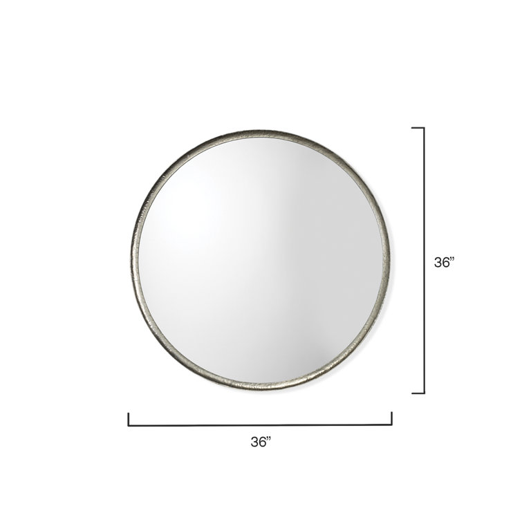 36" Round Silver Hand-Forged Metal Wall Mirror