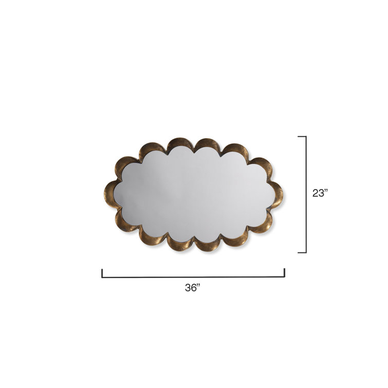 Antique Brass Scalloped Rectangular Wall Mirror