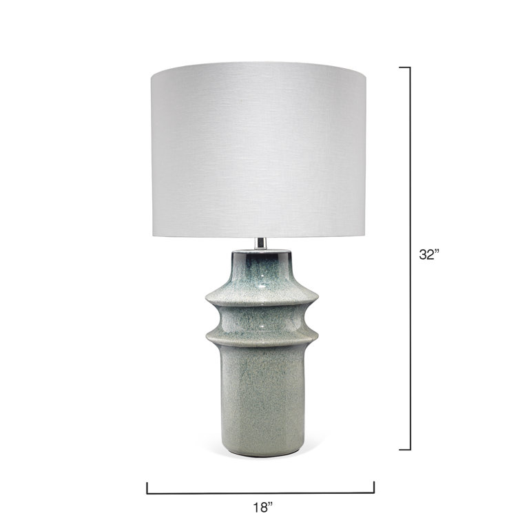 Coastal Elegance Blue Glazed Ceramic Table Lamp with Linen Shade