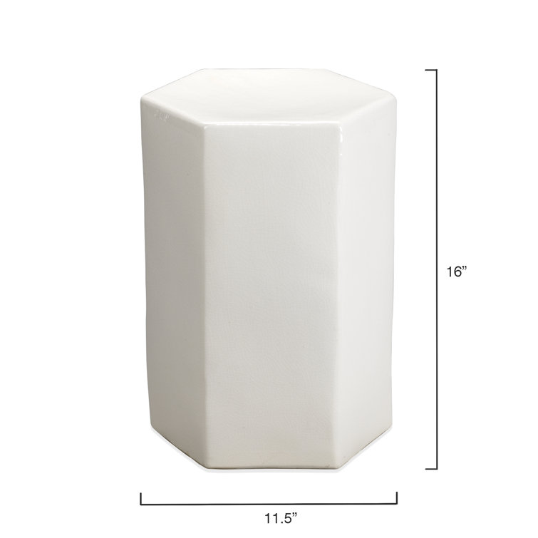 White Ceramic Hexagonal Side Table