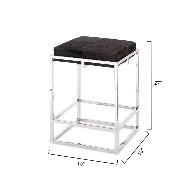 Espresso Hide and Nickel Metal Rustic Counter Stool