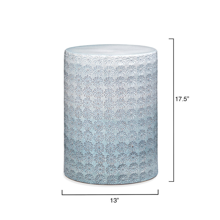 Blue and White Ceramic Round Side Table