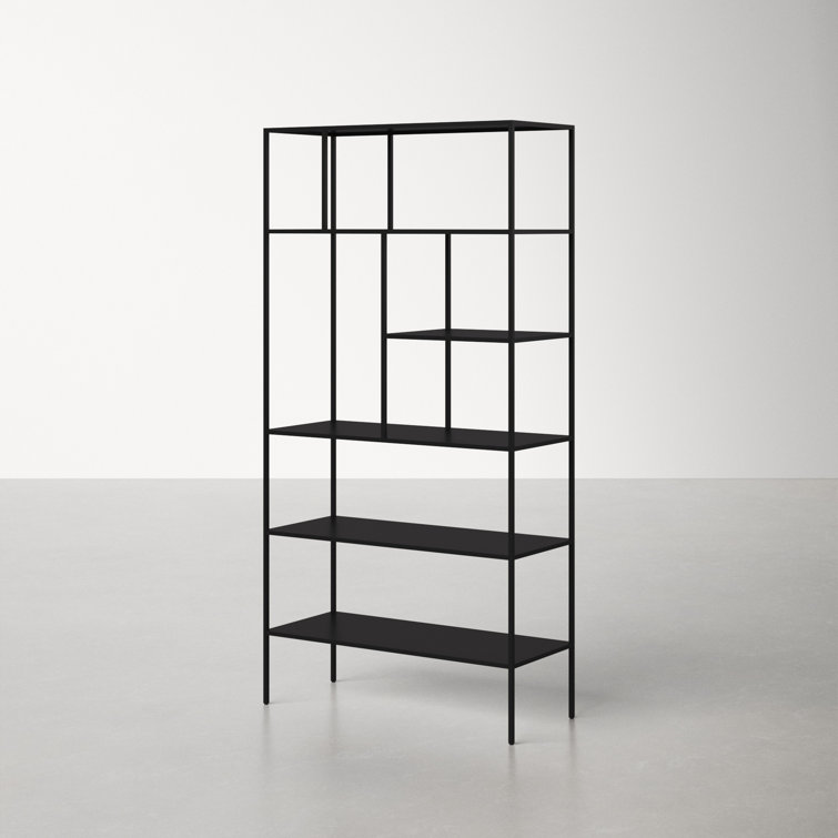 Industrial 5-Tier Blackened Bronze Metal Bookcase, 72" Tall
