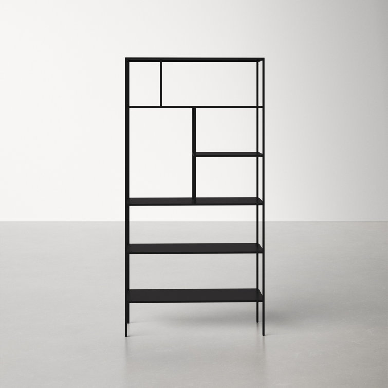 Industrial 5-Tier Blackened Bronze Metal Bookcase, 72" Tall