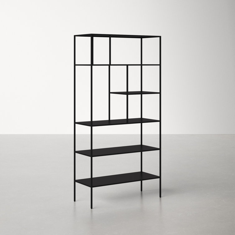 Industrial 5-Tier Blackened Bronze Metal Bookcase, 72" Tall
