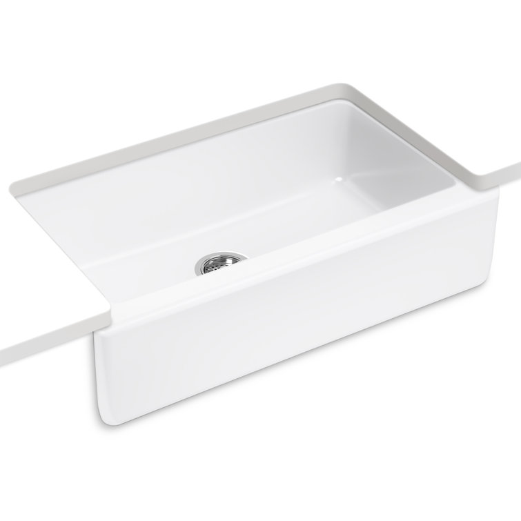 Dickinson White Cast Iron Single-Bowl Farmhouse Kitchen Sink