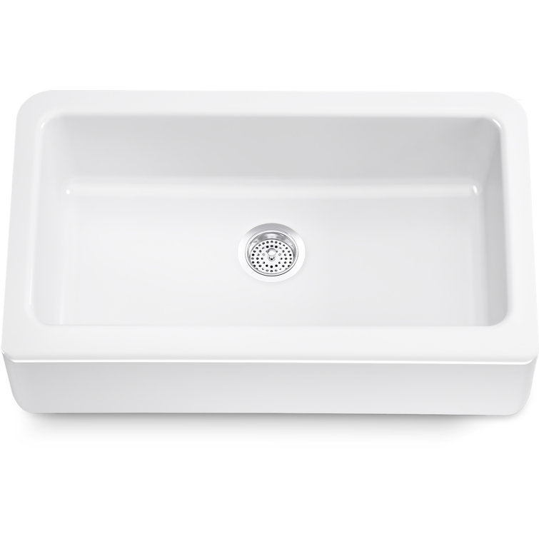 Dickinson White Cast Iron Single-Bowl Farmhouse Kitchen Sink