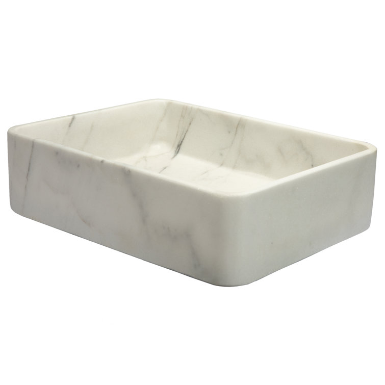 Guanxi White Marble Rectangular Vessel Bathroom Sink