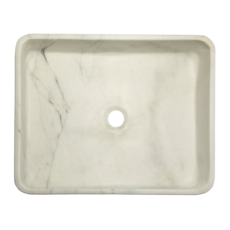 Guanxi White Marble Rectangular Vessel Bathroom Sink