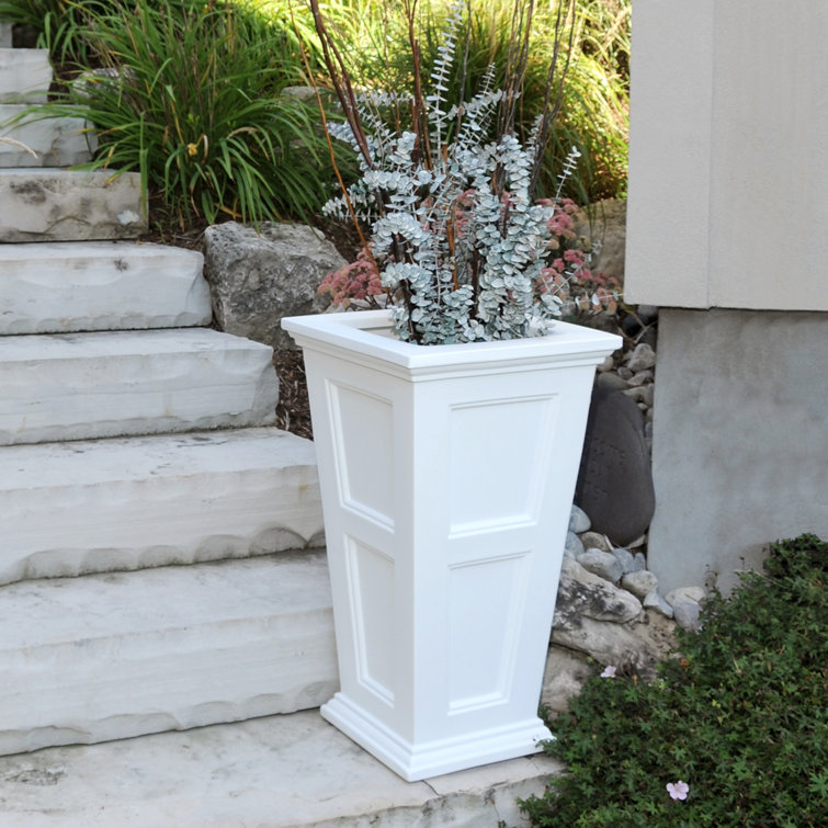 White Tall Polyethylene Outdoor Patio Planter
