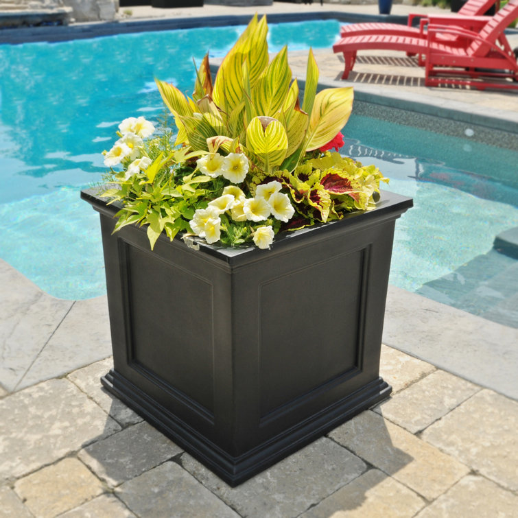 Fairfield 28" Square Black Polyethylene Outdoor Planter Box