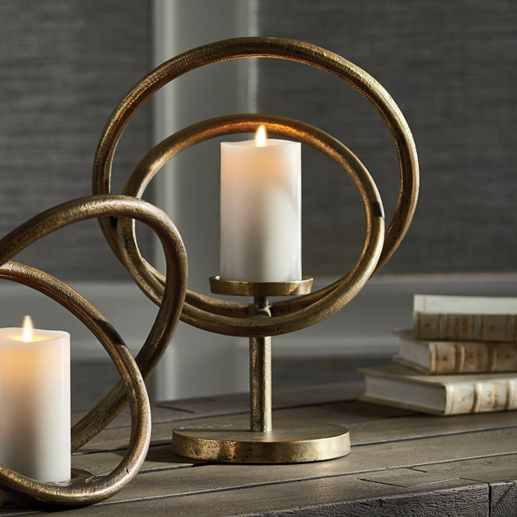 Antique Brass Round Aluminum Taper Candle Holder