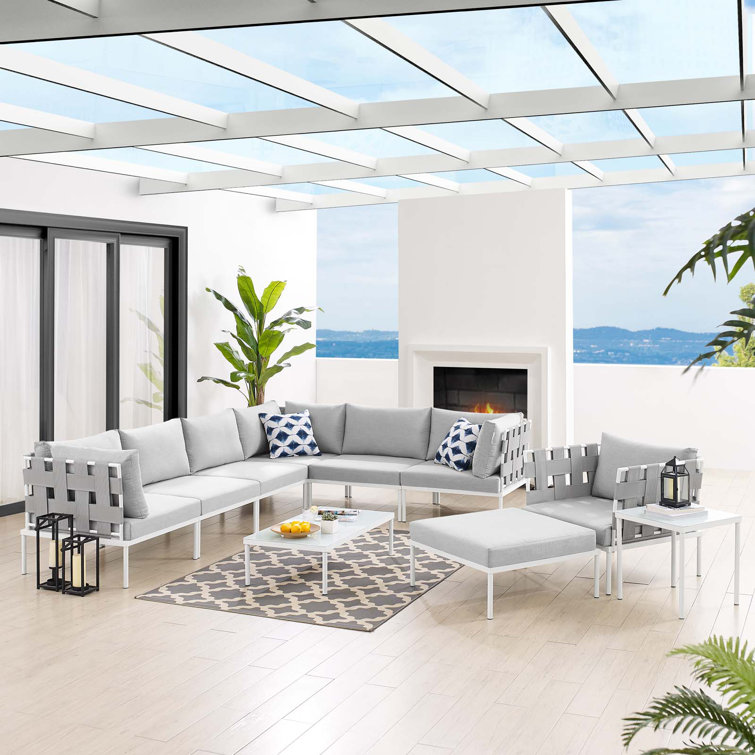 Harmony Gray Aluminum 10-Piece Outdoor Sectional Sofa Set