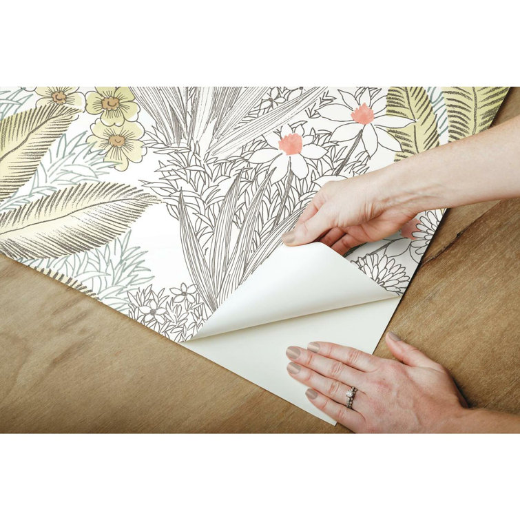 Gray Floral Peel and Stick Removable Wallpaper Roll