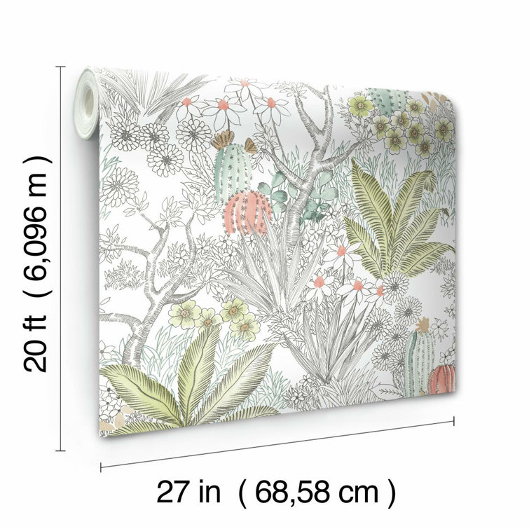 Gray Floral Peel and Stick Removable Wallpaper Roll