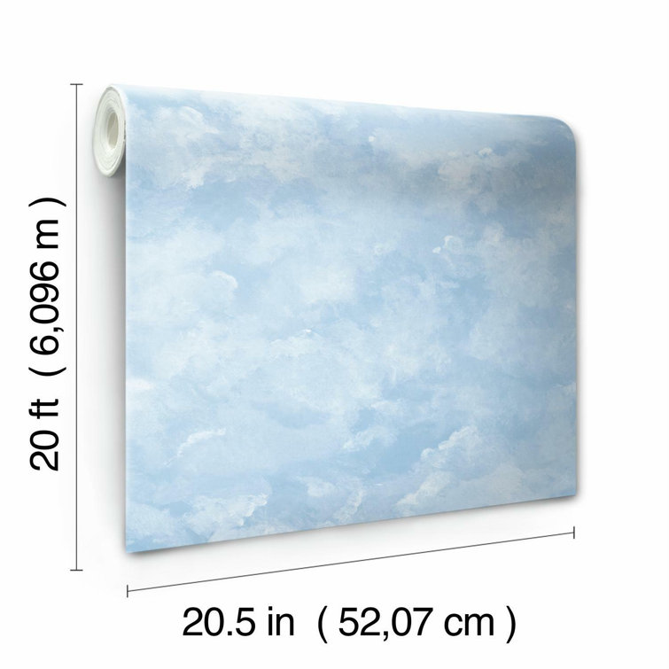 Blue Atrium Clouds Peel and Stick Wallpaper Roll