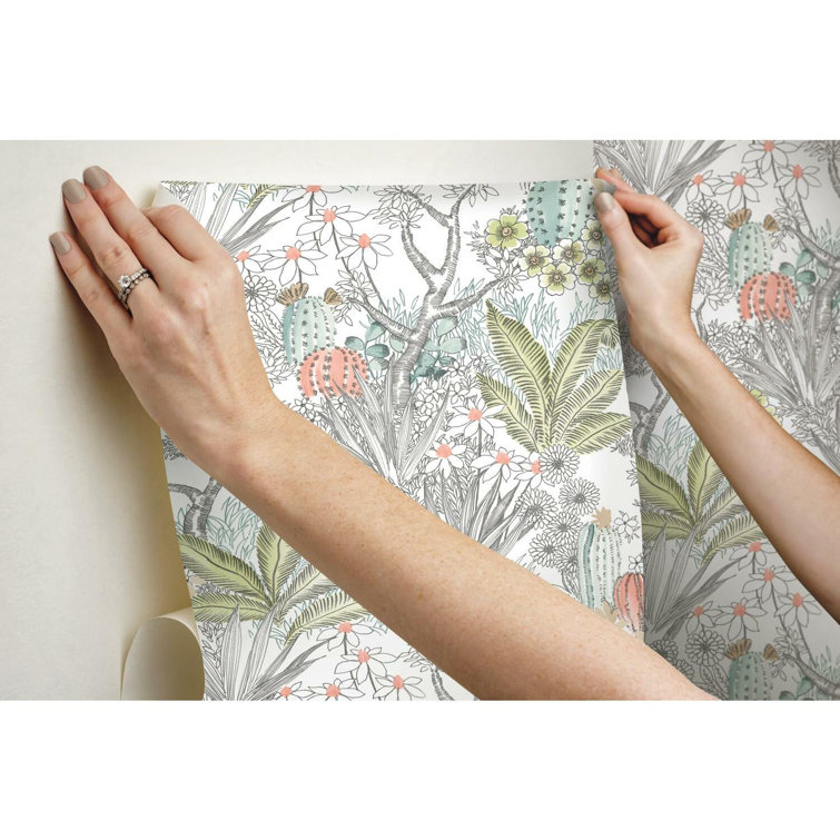 Gray Floral Peel and Stick Removable Wallpaper Roll