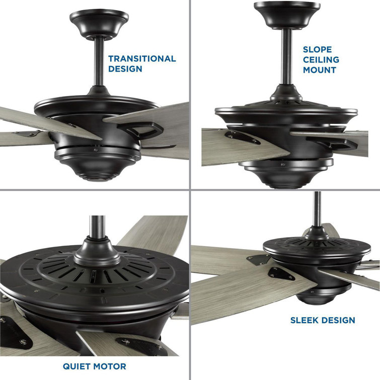 Caleb 68" Antique Wood 5-Blade Ceiling Fan with Remote