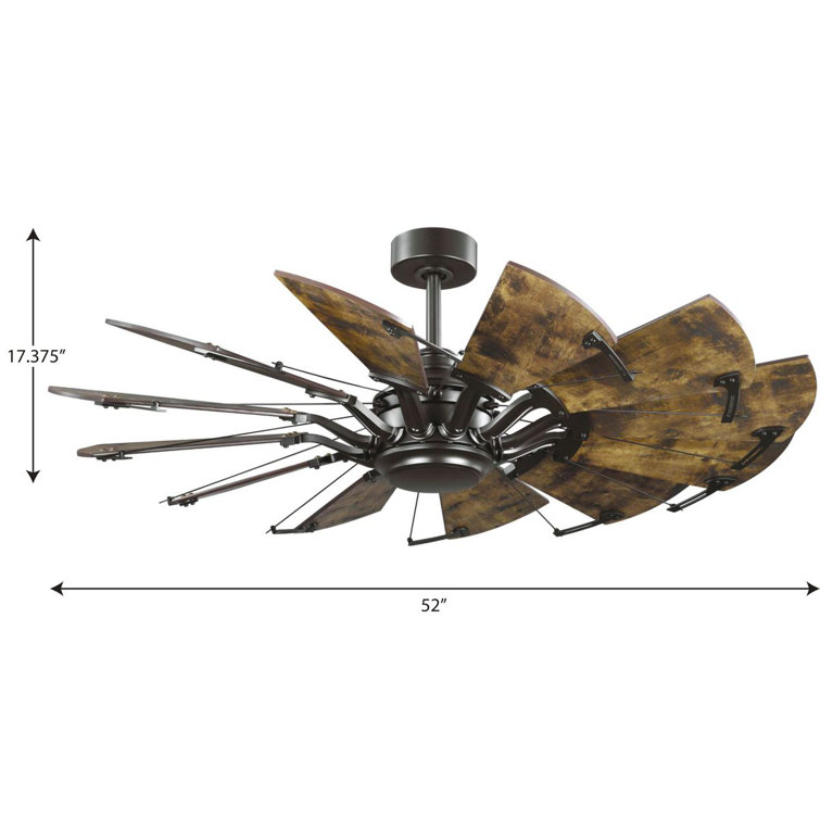 52-Inch Architectural Bronze Farmhouse Windmill Ceiling Fan with Remote