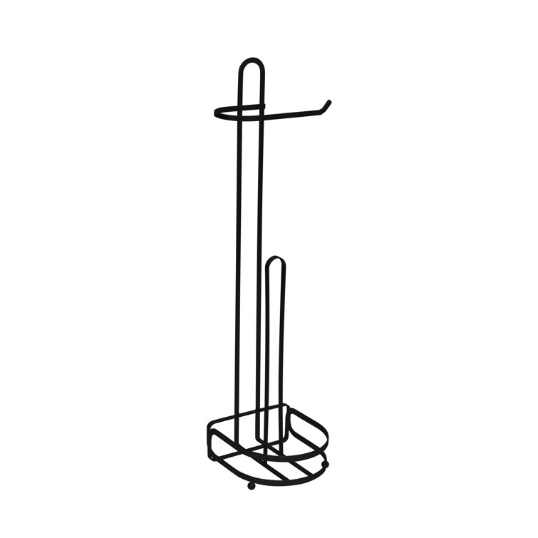Black Steel Freestanding Toilet Paper Holder with Reserve