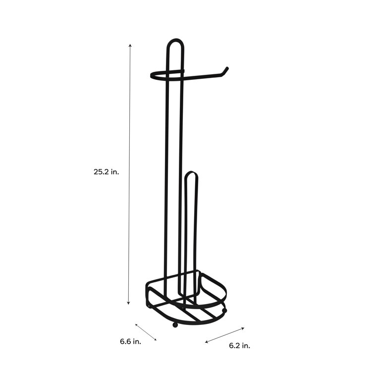 Black Steel Freestanding Toilet Paper Holder with Reserve