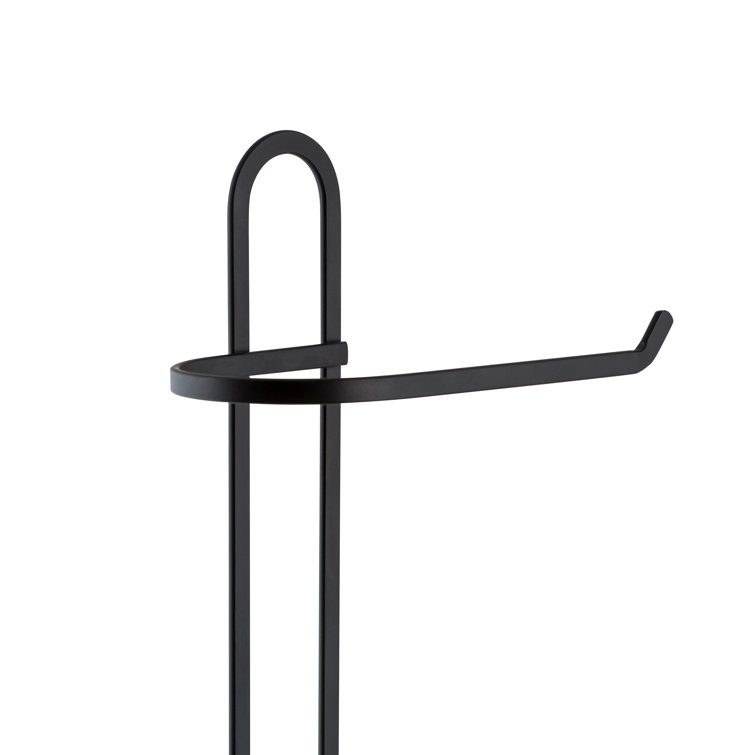 Black Steel Freestanding Toilet Paper Holder with Reserve