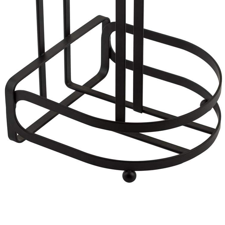 Black Steel Freestanding Toilet Paper Holder with Reserve