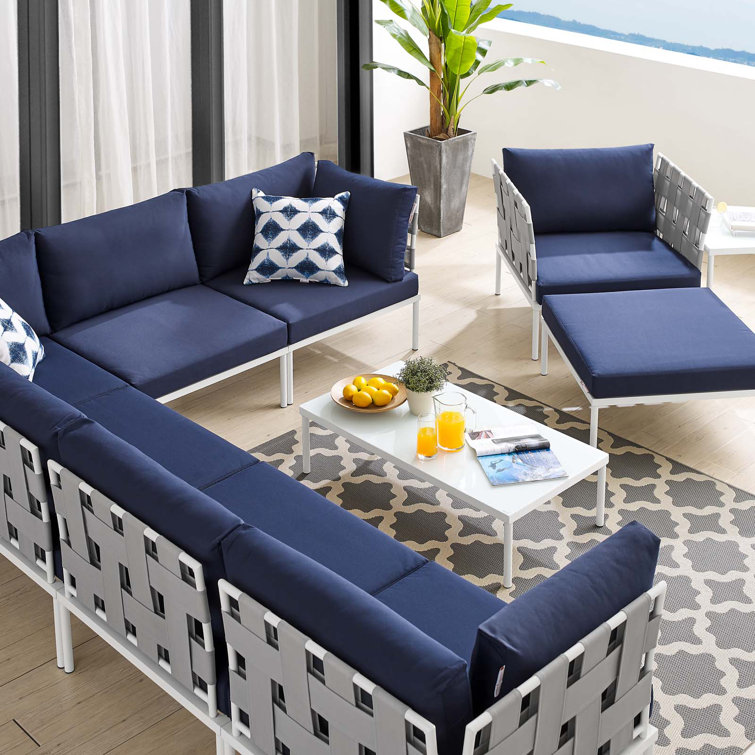 Harmony 10-Piece Navy Sunbrella Aluminum Outdoor Sectional Sofa Set
