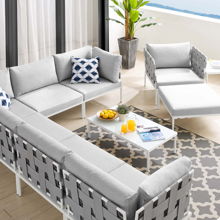 Harmony Gray Aluminum 10-Piece Outdoor Sectional Sofa Set