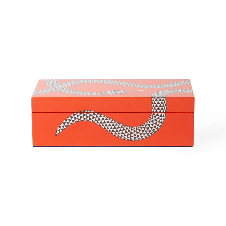 Small Orange Lacquer Stackable Decorative Box