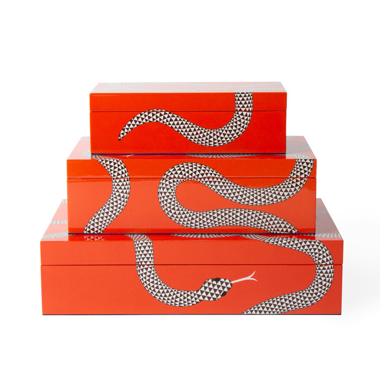 Small Orange Lacquer Stackable Decorative Box