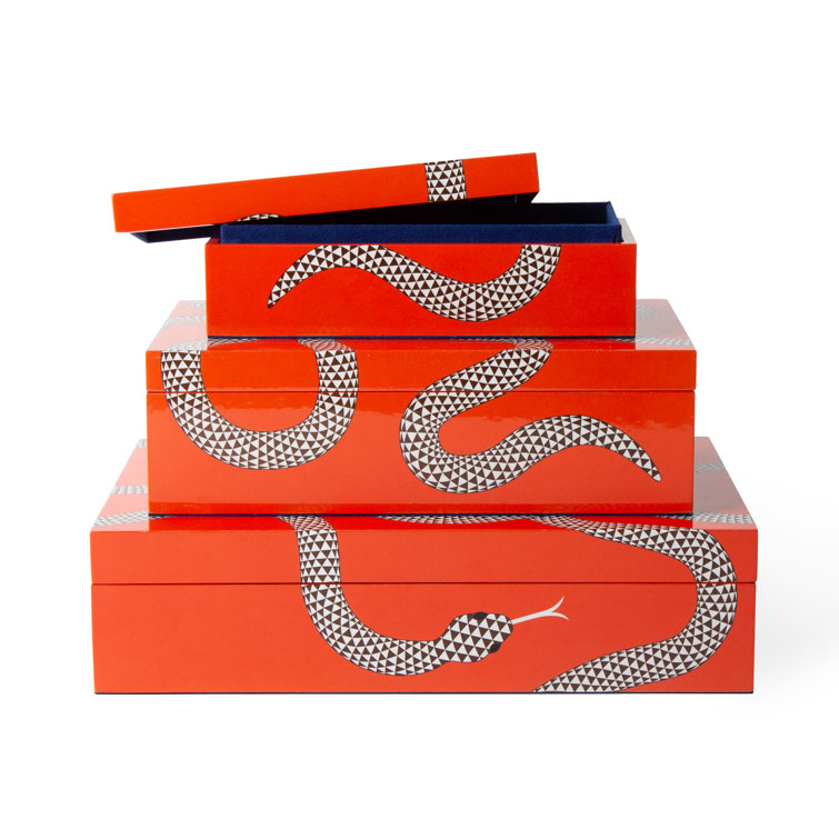 Small Orange Lacquer Stackable Decorative Box