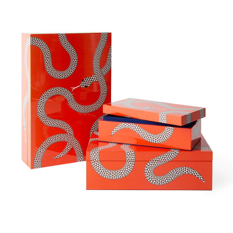 Small Orange Lacquer Stackable Decorative Box