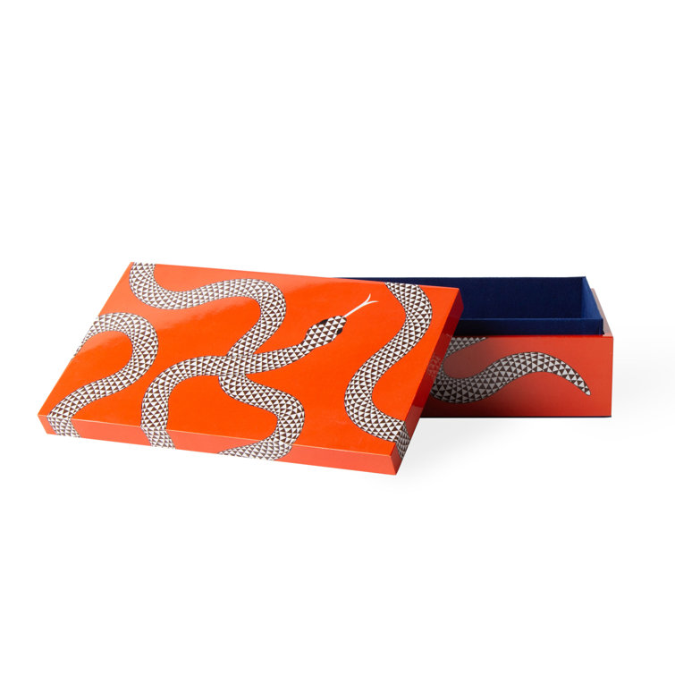 Medium Orange Lacquered Wood Storage Box