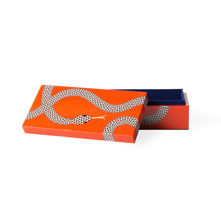 Small Orange Lacquer Stackable Decorative Box