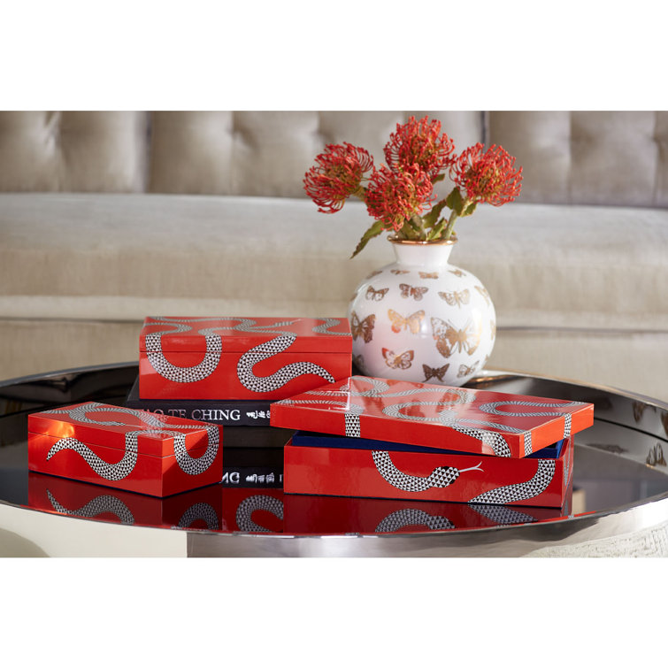 Small Orange Lacquer Stackable Decorative Box