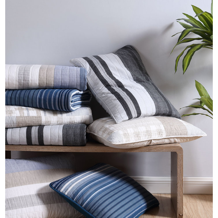 Blue Heather Cotton Reversible Full Quilt Set