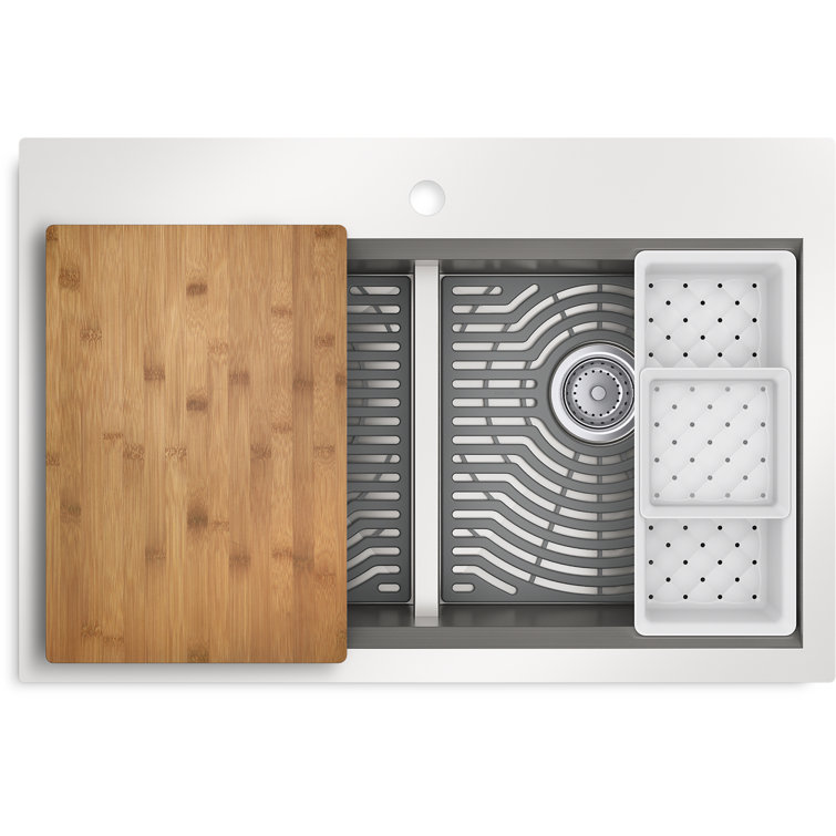 33-Inch Stainless Steel Double-Bowl Workstation Kitchen Sink