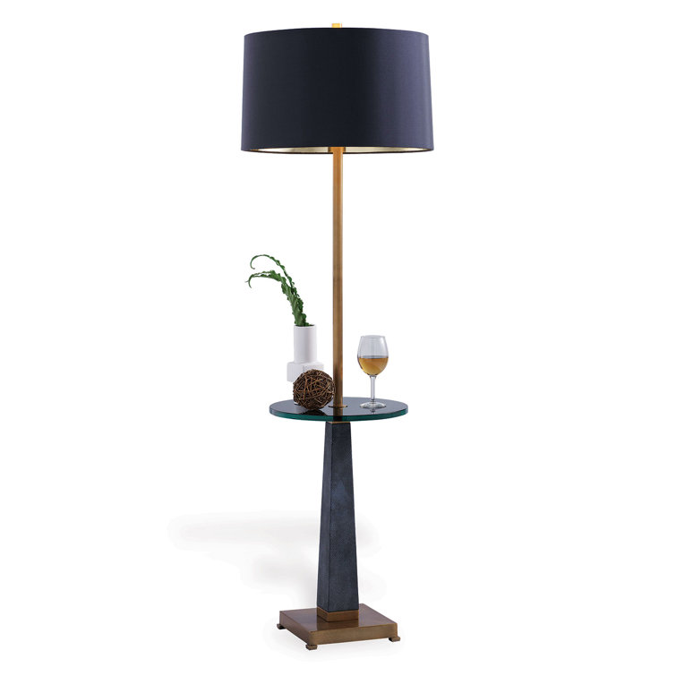 Cairo Aged Brass and Charcoal Black 60'' Tray Table Floor Lamp